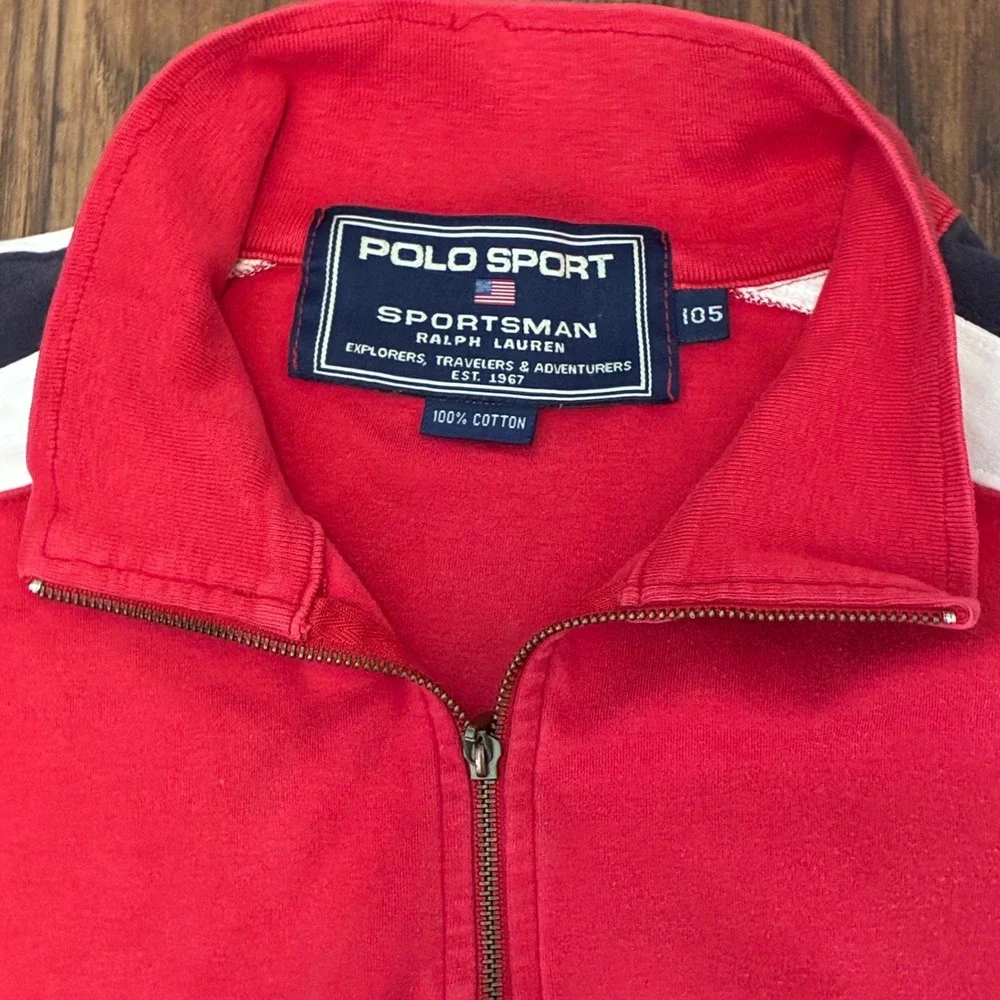Vintage Polo Sport Ralph Lauren Sportsman 1/4 Zip Pullover Mens L Red USA